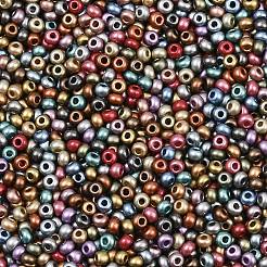 マットメタリックカラーのガラスシードビーズ  丸い穴  ラウンド  ミックスカラー  2~2.5x1~2mm  穴：0.7~0.8mm  約700個/袋&nbsp;EGLA-K064-02