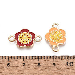 合金エナメルコネクタチャーム  花のリンク  カドミウムフリー＆鉛フリー  ライトゴールド  ミックスカラー  15x23x1.5mm  穴：2.4mm&nbsp;PALLOY-N181-15KCG