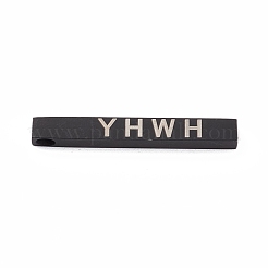 ステンレスペンダント201個  レーザー切断  単語yhwhの長方形  電気泳動黒  40x5x5mm  穴：3.5mm&nbsp;STAS-D451-09EB