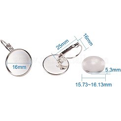 Clear Domed Glass Cabochon Cover and Brass Lever Back Earring Settings for DIY&nbsp;DIY-PH0001-60S