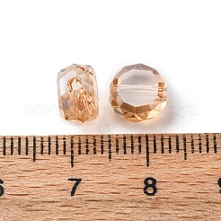 電気メッキガラスビーズ  フラットラウンド  多面カット  パール光沢メッキ  サンゴ  8x5mm  穴：1.2mm&nbsp;EGLA-U003-01A-PL01