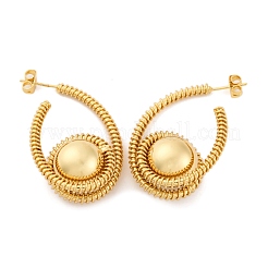 Spiral with Round Brass Stud Earrings&nbsp;EJEW-R025-04G