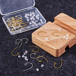 真鍮のピアスフック  耳ワイヤー  テクスチャ  プラスチック製のピアスキャッチで  ミックスカラー  19x12mm  穴：2mm  20ゲージ  ピン：0.8mm / 4x4mm  穴：1mm  80個/箱&nbsp;STER-TA0001-02