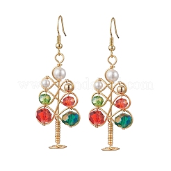 Brass Glass Beads Dangle Earrings&nbsp;EJEW-TA00662
