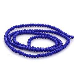 イミテーションジェイドガラスファセットロンデルビーズ連売り  ブルー  3x2mm  穴：1mm  約198個/連  15.7インチ&nbsp;GLAA-A024A-04