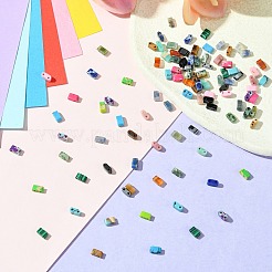 100色の合成瑪瑙ビーズ20個  2穴  長方形  ミックスカラー  2x5x2mm  穴：0.9mm  5個/カラー&nbsp;G-CJ0001-77