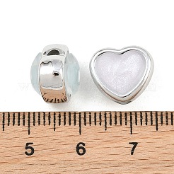 プラチナメッキの不透明アクリルビーズ  ハート  グリッターパウダー付き  ミックスカラー  11x12.5x10mm  穴：2mm&nbsp;AC-CBA15BB-10