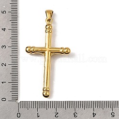 304ステンレスペンダント  イオンプレーティング（ip）  十字架クロスチャーム  18KGP本金メッキ  45x24.5x5mm  穴：5x3mm&nbsp;STAS-B094-03C-G
