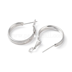 Rhodium Plated 925 Sterling Silver Hoop Earrings&nbsp;EJEW-K258-13P