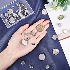 50個 5スタイル 304ステンレススチール ブローチ金具  バックバーパーツ  フラットラウンド  ステンレス鋼色  10個/スタイル&nbsp;STAS-UN0025-54