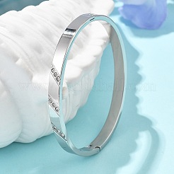 女性用304ステンレススチールラインストーンバングル  ステンレス鋼色  内径：2x2-3/8インチ（5x6cm）&nbsp;BJEW-Z092-16P