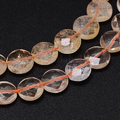Natural Citrine Flat Round Bead Strands&nbsp;G-O099-06-C