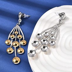女性用304ステンレススチールスタッドピアス  ダングルピアス  ゴールデン·ステンレス鋼色  フラットラウンド  77.5x27mm&nbsp;EJEW-K296-08A-GP