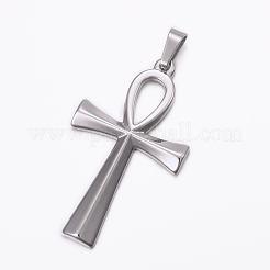 304ステンレスペンダント  アンククロス  ミックスカラー  44.5x25.5x3mm  穴：8x4mm&nbsp;STAS-H384-05