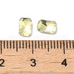 ガラスラインストーンカボション  ポイントバック＆バックメッキ  多面カット  長方形  黄水仙  6x4x2mm&nbsp;RGLA-P037-04A-D337