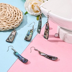 アワビの殻/パウア貝のイヤリング  真鍮製のピアスフック付き  三角形  カラフル  50~68x11~19x1.4mm  フック：18.7mm&nbsp;EJEW-Q166-1