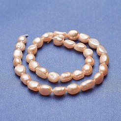天然養殖淡水パールビーズ連売り  研磨両側  ビスク  9~15x8~9mm  穴：0.5mm  約33~35個/連  12.99~13.39インチ（33~34cm）&nbsp;PEAR-P060-16C-01
