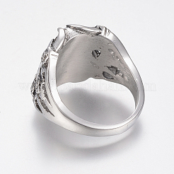 304ステンレススチール指輪  花と頭蓋骨  アンティークシルバー＆アンティーク金色  18~22mm&nbsp;RJEW-G091-10