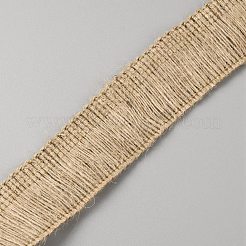 5mの黄麻布タッセルリボン  ヘシアンリボン  ジュートリボン  ジュエリー作りのための  フラット  バリーウッド  1-1/8インチ（30mm）&nbsp;OCOR-WH0089-08