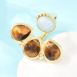 Natural Tiger Eye & Natural Aquamarine Cuff Rings&nbsp;GG-G001-03G-06