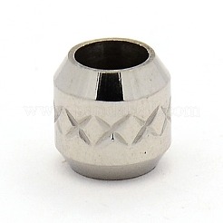 変色しにくいステンレススチールビーズ  大きな穴列ビーズ  ステンレス鋼色  10x10mm  穴：5mm&nbsp;STAS-M003-03P