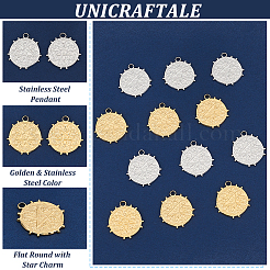 12Pcs 2 Colors Ion Plating(IP) 304 Stainless Steel Pendant&nbsp;STAS-UN0049-75