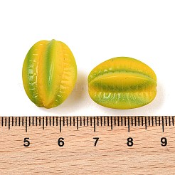 フルーツシリーズの不透明樹脂ビーズ  模造食品  緑黄  ゴレンシ  20x15x15mm  穴：1.5mm&nbsp;RE-CBAC4C7-11G