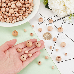 300Pcs 6 Styles Beech Wood European Large Hole Beads&nbsp;WOOD-PH0002-80