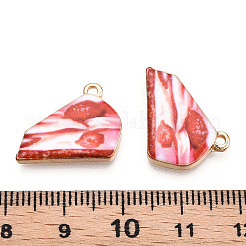 プリント合金ペンダント  ライトグロッド  三角形のケーキ  ライトコーラル  14.5x18.5x2.5mm  穴：1.5mm&nbsp;ENAM-N056-203B