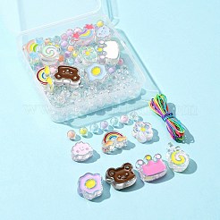 透明なアクリルビーズ  エナメルとゴム紐付き  クラウド & ロリポップ & ポーチド  ミックスカラー  1~28x1~29.5x1~10.5mm  穴：1.5~3.5mm  162個/箱&nbsp;OACR-FS0001-14