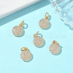 シェグレース 真鍮製クリアキュービックジルコニアチャーム  フラットラウンドのチャーム  カドミウムフリーと鉛フリー＆ニッケルフリー  18KGP本金メッキ  11.5x8.5x2.5mm  穴：3mm&nbsp;XGRQ3P726-634G