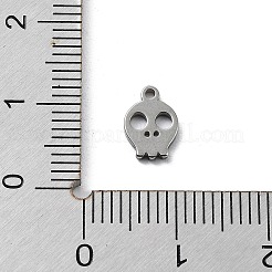 変色しない304ステンレススチールチャーム  ステンレス鋼色  レーザー切断  スカル  9x6x1mm  穴：1mm.&nbsp;STAS-K272-01E-P