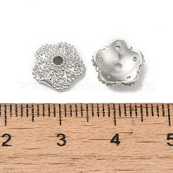 ラックメッキ真鍮ビーズキャップ  クリアキュービックジルコニア  長持ちメッキ  鉛フリー＆カドミウムフリー  花  プラチナ  10x10x3mm  穴：1.6mm&nbsp;KK-B088-04C-P