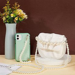 4個 4スタイル パール フォンケース ビーズチェーン  滑り止め電話フィンガーストラップ  DIYの電話ケースの装飾のための電話グリップホルダー  ライトゴールドトーンの合金クラスプ付き  ホワイト  227~59mm  1個/スタイル&nbsp;AJEW-CA0002-40