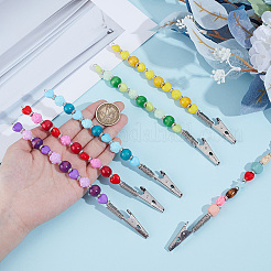 6個 6色 天然メープルウッド&アクリル&プラスチックビーズ クレジットカードクリッププラー  長い爪用の鉄製クレジットカードグラバー  ミックスカラー  185mm  1pc /カラー&nbsp;AJEW-DR00009
