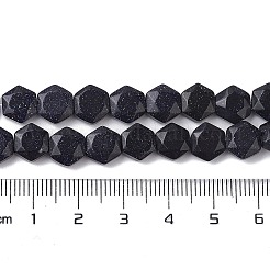合成ブルーゴールドストーン青金砂石ビーズ連売り  ファセット六角形カット  六角  8~8.5x9~9.5x4~4.5mm  穴：1mm  約25個/連  8.11''（20.6センチメートル）&nbsp;G-K359-C08-01