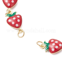 Brass Enamel Red Strawberry Link Chain Bracelet Makings&nbsp;AJEW-JB01420