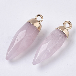 Top Golden Plated Natural Rose Quartz Pointed Pendants&nbsp;G-S359-078E