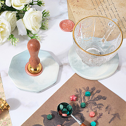 2Pcs 2 Styles Marble Pattern Porcelain Cup Coasters&nbsp;AJEW-CP0009-18A