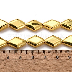 電気メッキガラスビーズセット  菱形  黄金メッキ  15x10.5x5mm  穴：1mm  約27個/連  15.12''（38.4センチメートル）&nbsp;EGLA-H109-11F