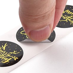 クリスマスをテーマにしたフラットラウンドロールステッカー  粘着紙ギフトタグステッカー  パーティーのために  装飾的なプレゼント  カラフル  25x0.1mm  500PCS /ロールについて&nbsp;DIY-B045-13
