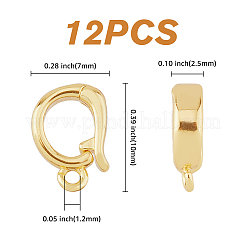 真鍮製折りたたみ留め具12個  カン付き  18KGP本金メッキ  10x7x2.5mm  穴：1.2mm&nbsp;KK-HY0003-52
