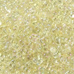 ABカラーメッキガラスシードビーズ  透明色の虹  ピーナッツ  シャンパンイエロー  4~4.5x2~2.5x2~2.5mm  穴：0.8~0.9mm  約10000個/ポンド&nbsp;SEED-L011-06B-05