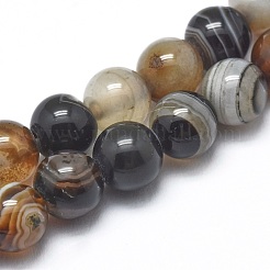 Natural Striped Agate/Banded Agate Beads Strands&nbsp;G-I254-03A