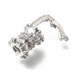 真鍮マイクロパヴェキュービックジルコニアドーナツベイル  コラム  長持ちメッキ  プラチナ  19x9x8.5mm  穴：7.5x3.5mm&nbsp;KK-U061-17P