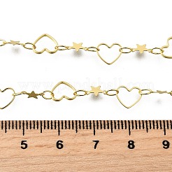 Brass Heart Star Link Chain Necklaces for Women&nbsp;NJEW-D314-02G