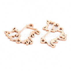 304ステンレススチールリンクコネクター  レーザー切断  犬  ローズゴールド  13x14x1mm  穴：1.2mm&nbsp;STAS-S116-210RG