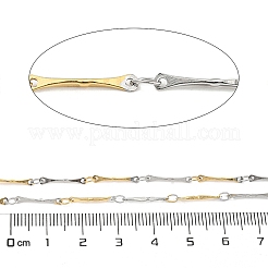 イオンプレーティング（IP）304ステンレススチールリンクバーチェーン  ハンダ付け  スプールで  ゴールデン·ステンレス鋼色  13x2x1.2mm  3.5x2.5x0.3mm  約32.81フィート（10m）/ロール&nbsp;CHS-M005-12GP