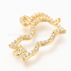 Brass Micro Pave Clear Cubic Zirconia Open Back Bezel Links Connectors&nbsp;ZIRC-J024-11G