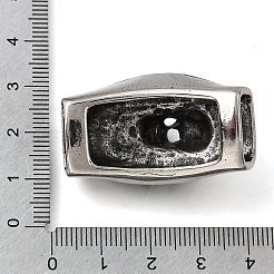 ハロウィン 304ステンレススチール製スライドチャーム  レザーコードブレスレット作り用  長方形  アンティークシルバー  スカル  39x22.5x17mm  穴：13x7mm&nbsp;STAS-F356-14AS-04